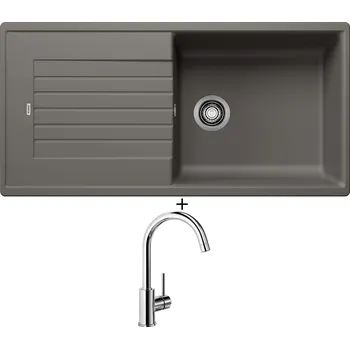 Kuchyňský dřez Granitový dřez SET Blanco ZIA XL 6 S šedá vulkán 527400 + Blanco MIDA chrom 517742