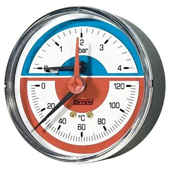 Termomanometr 0-6bar, 0-120°C,1/2" zadní vývod