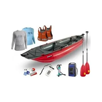 Kanoe Gumotex PÁLAVA SET - II Červená kánoe + zdarma 2x pádlo Panda 2dílné + 2x vesty EG Canoe + pumpa Bravo 4l s manometrem + obal na mobil EG + obal na loď + sada lepení + termotrička Coolmax a klíčenku EG