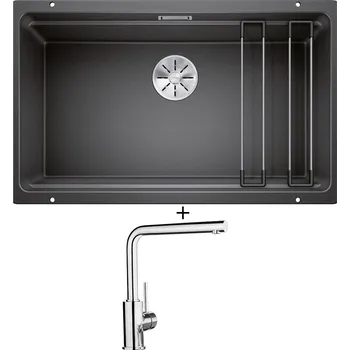 Granitový dřez Dřez pod desku SET Blanco ETAGON 700-U antracit 525167 + Blanco MILA chrom 519414