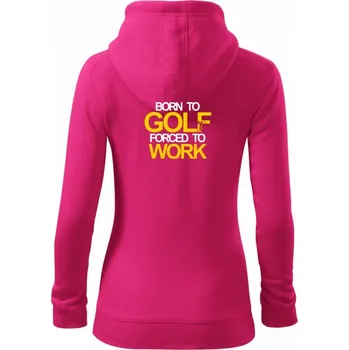 Dámská mikina Born golf forced to work - Dámská mikina trendy zipper s kapucí - M ( Purpurová )