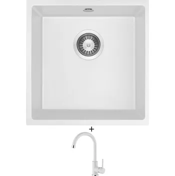 Granitový dřez Granitový dřez SET Deante CORDA ZQA A10A bílá + Aquastone AQ 5561 bílá