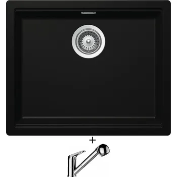 Granitový dřez Dřez pod desku SET Schock KIRUNA N-100L U Night + Schock COSMO 525122 chrom