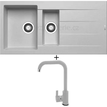 Granitový dřez Granitový dřez SET Pyramis ATHLOS (100x50) 1 1/2B 1D šedá + Pyramis SILVIO šedá