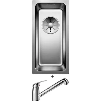 Nerezový dřez Dřez pod desku SET Blanco ANDANO 180-U nerez hedvábný lesk 522952 + Blanco DARAS-S chrom 517731