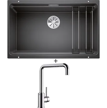 Granitový dřez Dřez pod desku SET Blanco ETAGON 700-U antracit 525167 + Blanco MILI chrom 519413