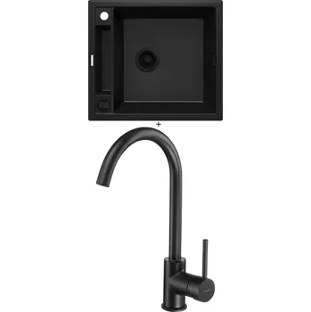 Granitový dřez Granitový dřez SET Deante MAGNETIC ZRM N103 černá matná + Deante MILIN B62M černá matná