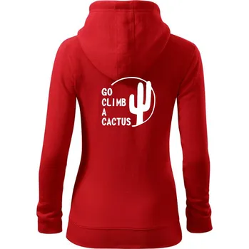 Dámská mikina Go climb a cactus - Dámská mikina trendy zipper s kapucí - L ( Červená )