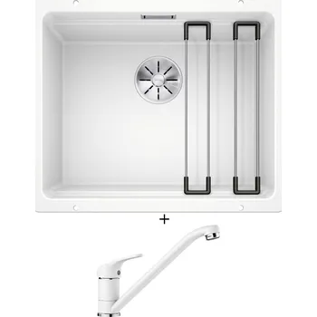 Granitový dřez Dřez pod desku SET Blanco ETAGON 500-U bílá 522231 + Blanco DARAS bílá 517724