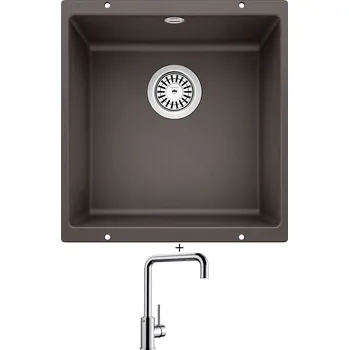 Kuchyňský dřez Dřez pod desku SET Blanco ROTAN 400 U kávová 521337 + Blanco MILI chrom 519413