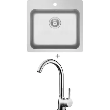 Nerezový dřez Nerezový dřez SET Pyramis ZERIA (56x52) 1B nerez + Pyramis BELLO chrom