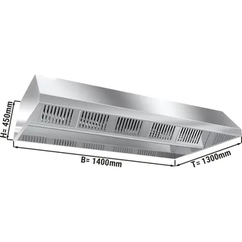 Digestoř G.Gastro Stropní digestoř 1,4 m - s filtrem a svítidlem