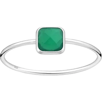 Prsten Stříbrný prsten BESSIE Zelený Onyx Velikost: 6/52 Ag 925/1000