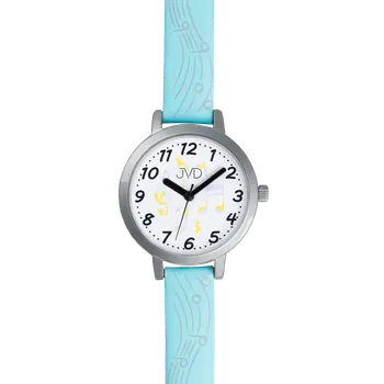 Hodinky JVD Dětské dívčí hudební modré hodinky s notami JVD J7222.2 pro malé hudebníky