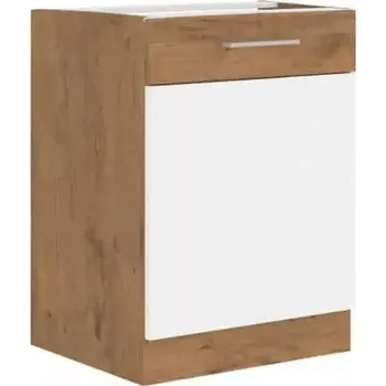 Kuchyňská linka Spodní skříňka VEGA D60 1F BB - bílá extra vysoký lesk HG / dub lancelot - SLEVA 3% s kodem radost25