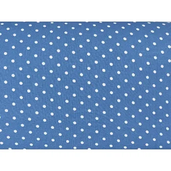 Bavlněná látka Bílý puntík 5 mm na modré