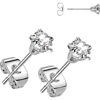 Náušnice Ocelové náušnice čiré hvězdičky (4 mm)