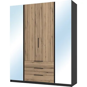 Šatní skříň Šatní skříň KAJA 2LU 2F 3S | 200 cm | se zrcadly | VYSOKÁ | černá/evoke