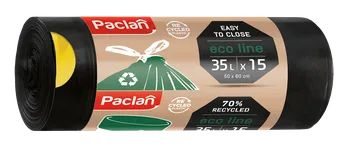 Pytle na odpadky Paclan Eco Line pytle do koše zatahovací uši černé 35 l 15 ks