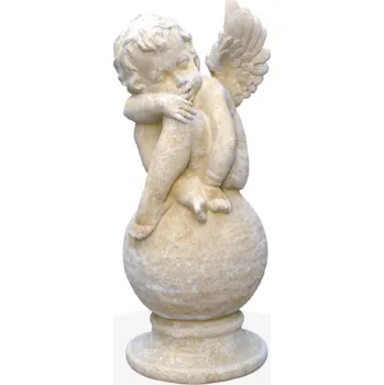 Zahradní dekorace ZahradniDekorace socha na zahradu - Anděl na kouli III, výška 57 cm, 30 kg