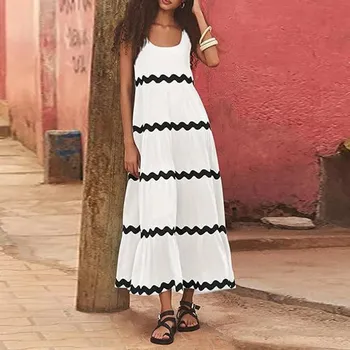 Dámské šaty Letní šaty s vlnitými detaily Barva: Bílá, Velikost: L