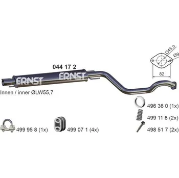 Tlumič výfuku Stredni tlumic vyfuku ERNST 044172