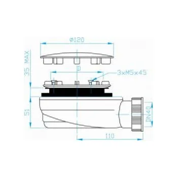 Sifon Sifon sprchový 90 EXTRA SNÍŽENÝ v.51mm inox DN40 Plast Brno nízký EWXN941