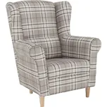 Křeslo ušák Charlot - hnědé káro - SLEVA 3% s kodem radost25