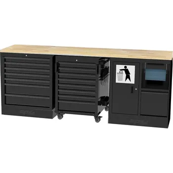 SP Tools Sestava dílenského nábytku SPT USA - SPUSS200 Pracovní deska:: dřevěná