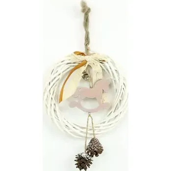 Vánoční dekorace Proutěný věnec KLA165 bílý - SLEVA 3% s kodem radost25