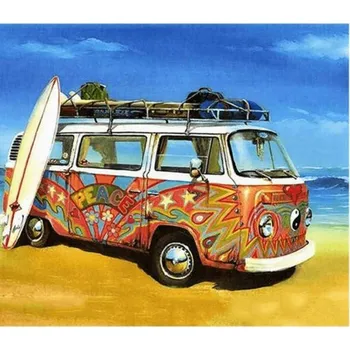 Malování podle čísel na plátno Autobus Wolkwagen, 30x40 cm