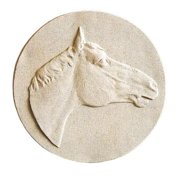 Zahradní dekorace ZahradniDekorace zahradní dekorace zvířat - hlava koně - reliéf 1,2 kg, průměr 25 cm