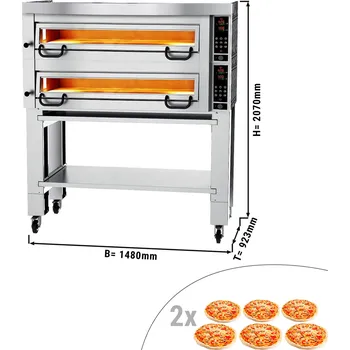 Pec na pizzu G.Gastro Elektrická pizza pec Power - 6+6 Ø 34 cm - vč. digestoře, podstavce & setu koleček