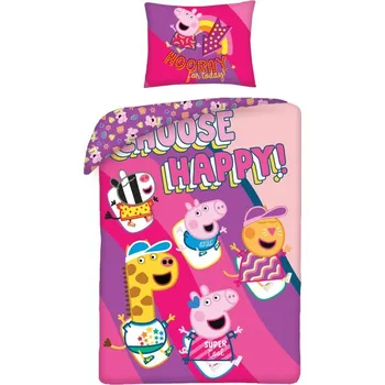 Povlečení HALANTEX Povlečení Peppa Pig happy Bavlna, 140/200, 70/90 cm