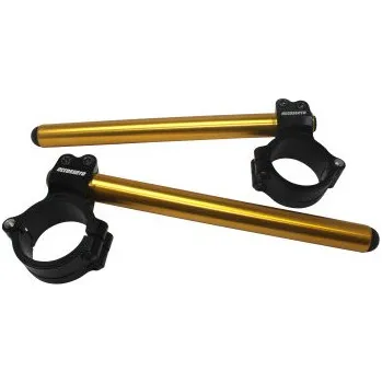 Aluminium-forged clip-ons ACCOSSATO with metal clamp composed of 2 half-rings 10 degrees inclination, gold CP004N-10-Y-250