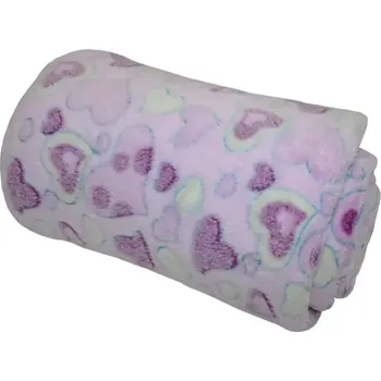 deka Deka mikroplyš 150x200 cm - fialová srdce - SLEVA 3% s kodem radost25