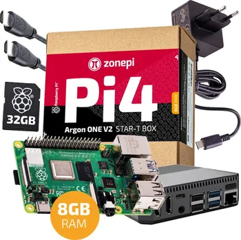 Stolní počítač Sada s Raspberry Pi 4B - 8GB, Argon ONE V2 + 32GB microSD + příslušenství