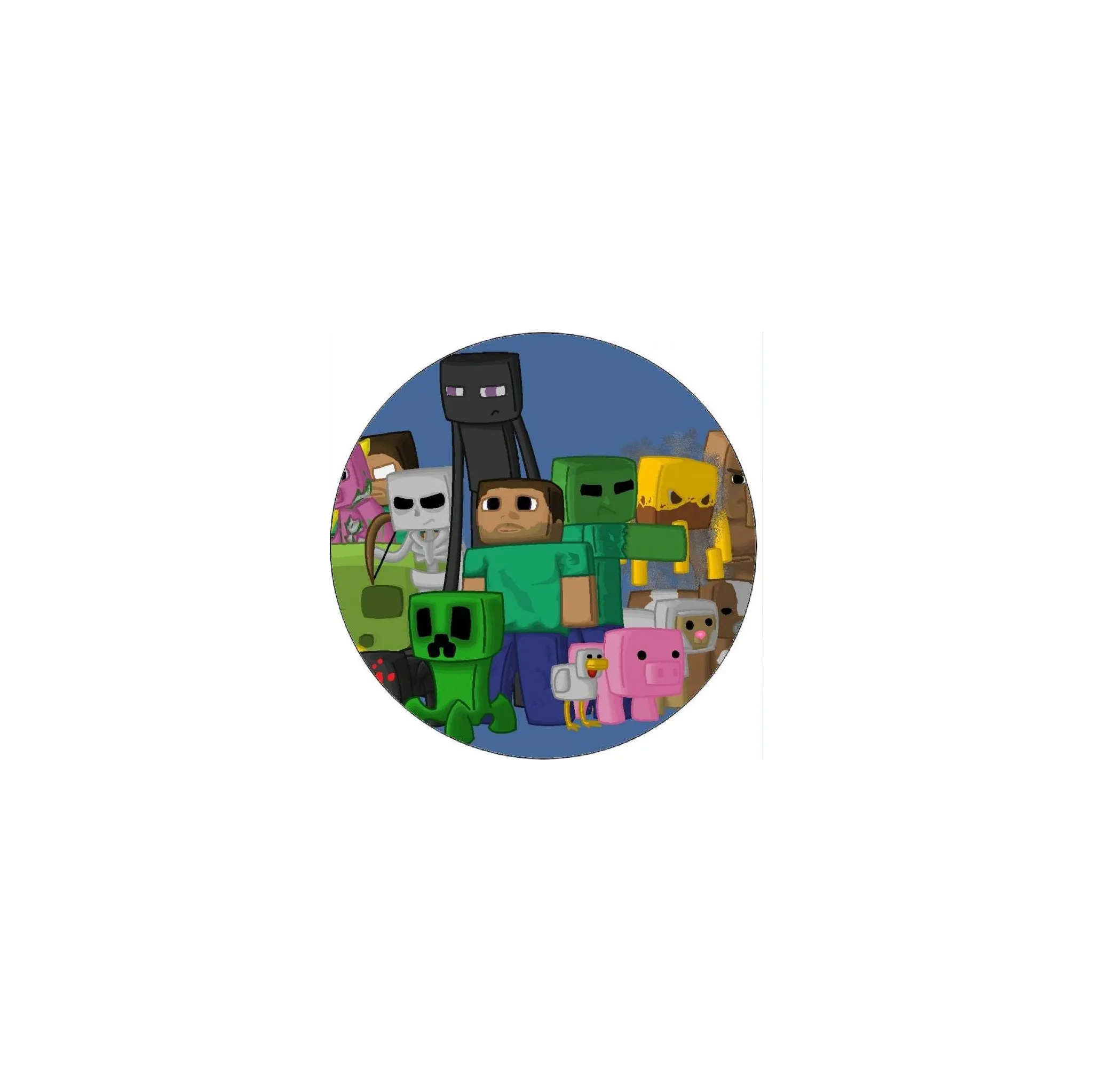 Fotografie 1 - Jedlá dekorace na dort Jedlý papír na dort kulatý 19,5 cm Minecraft postavičky
