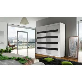 Šatní skříň Skříň Berger XI bílá/černý lakobel - doprava zdarma - SLEVA 3% s kodem radost25