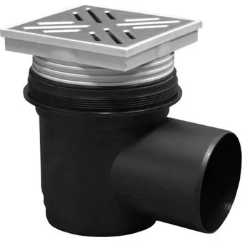 Kanalizační potrubí Podl.vpusť 110 boční 15x15 se suchou klapkou, mřížka nerez (Plast Brno) - SEBAN01