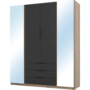 Šatní skříň Šatní skříň KAJA 2LU 2F 3S | 200 cm | se zrcadly | VYSOKÁ | evoke/černá