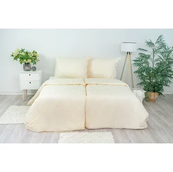 Povlečení Stanex Ložní povlečení atlas grádl proužek smetanový (LS905) rozměr: 140 x 200 + 90 x 70, Zapínání: Zip