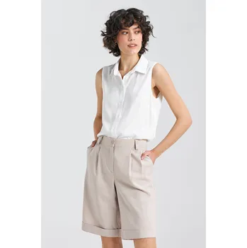 Halenka bez rukávů s límečkem B159 Barva: Smetanová, Velikost: 2XL