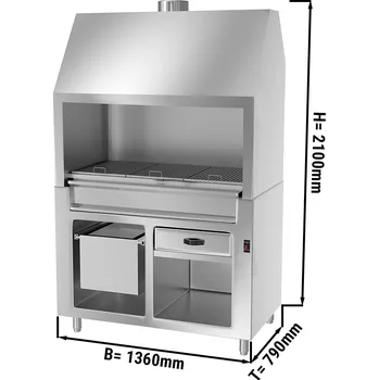 Zahradní gril G.Gastro Gril na dřevěné uhlí s nerezovou ocelí 1,4 m