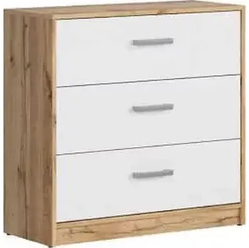 Komoda MATOS komoda KOM3S, dub wotan/bílá mat - SLEVA 3% s kodem radost25