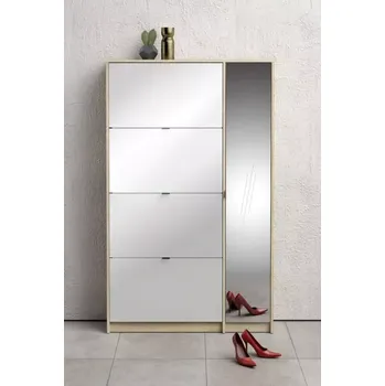 Botník Botník Flap 009 4KL1D dub sonoma/bílý lesk/zrcadlo - SLEVA 3% s kodem radost25