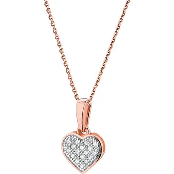 Přívěsek Přívěsek z růžového zlata s diamanty - srdce - 0,04 ct - ryzost 585 - 160.112