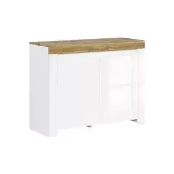 Obývací stěna Komoda Holten KOM2D - bílá/dub wotan/bílý lesk - SLEVA 3% s kodem radost25