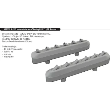 Plastikový model Eduard 1/72 P-51D exhaust stacks w/ fairing PRINT (EDUARD)