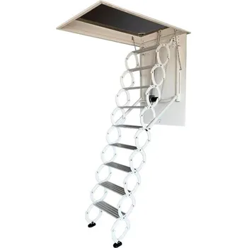 Půdní schody FISTAR Elektrické půdní schody výsuvné bílé/ocelový rám 68,5 x 126 cm